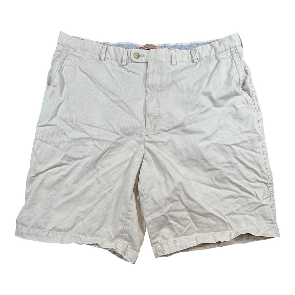 Peter Millar Shorts 40x9.5" Soft Touch Twill Pima Cotton Flat Front Chino Khaki